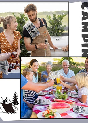 Boyiee Set of 6 Camping Kitchen Towels Happy Camper Tea Towels Absorbent Farmhouse Dish Towels with Funny Sayings 24 x 16 Inches Camping Hand Towels for RV Campers Lovers Gifts Accessories Decorations