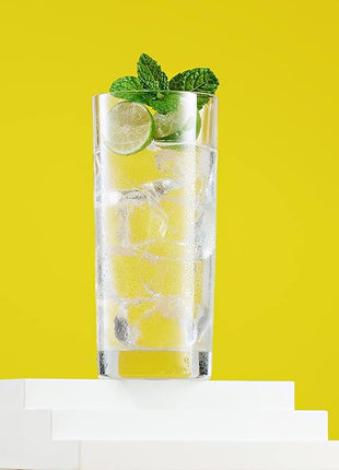 Godinger Highball Drinking Glasses, Italian Made Tall Glass Cups, Water Glasses Drinking Set, Cocktail Glasses - 14oz, Set of 4, Made In Italy