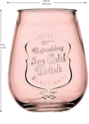 Wine Glasses Set Of 4 Assorted Colored Stemless Glasses 21 OZ. Original Mason Large Wine Cup, Red and White Wine Drinking Water Glasses. Juice, Cocktails, Smoothies, Vintage Bar