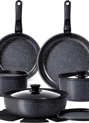 GiPP Ceramic Pots and Pans Set Non Stick, Nonstick Detachable Handle Cookware Sets, Healthy Non Toxic PFAS PFOA & PTFE Free, Dishwasher ＆Oven Safe, Induction Kitchen Pot and Pan, 15 Piece Grey