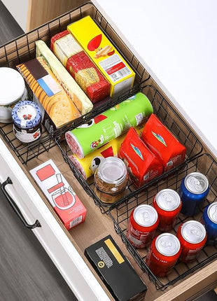 6 Pack Wire Baskets for Pantry Organization and Storage, Kitchen Organizer, 2 XXLarge & 2 XLarge & 2 Large