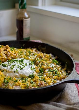 Lodge 10.25 Inch Cast Iron Skillet – Pre-Seasoned Frying Pan with Teardrop Handle – Oven, Stovetop, Grill & Campfire Use – Made in USA – Durable, Non-Toxic, Even-Heating Cookware – Black