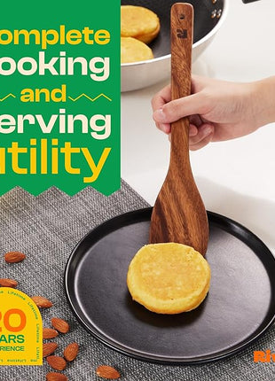 Riveira Walnut Wooden Spoons for Cooking Set of 9 – Natural Walnut Wooden Cooking Utensils, Spatula, Spoon - Premium Quality Utensil Set for Non-Toxic Cooking