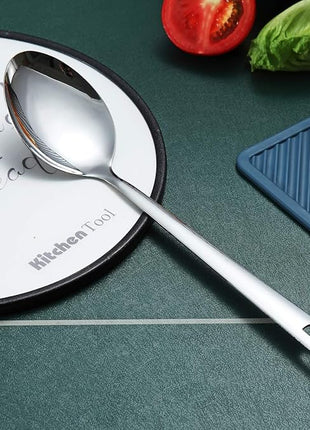 Cooking Spoon, Berglander Stainless Steel Solid Serving, Basting Spoon For Cooking, Kitchen Non-Stick And Heat Resistant, Dishwasher Safe, Easy to Clean