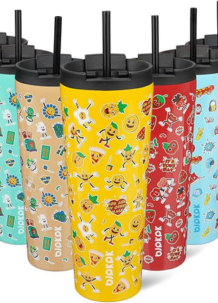 BJPKPK 26oz Insulated Tumbler With lid And Straw Stainless Steel Tumblers Travel Coffee Mug Reusable Thermal Cup,Hawaii Fruits Yellow