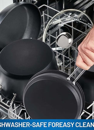 Stainless Steel pots and pans set, 10 Piece Nonstick Kitchen Induction Cookware Set,Works with Induction/Electric and Gas Cooktops, Nonstick, Dishwasher, Black