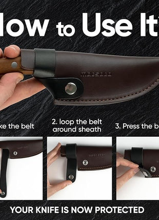 Matsato Kitchen Knife Leather Sheath, Japanese Steel Chef's Knife Holder Perfect for Cutting and Chopping, 6.3 Inch Knives holder