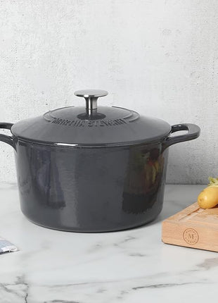 Martha Stewart Gatwick 4 Quart Enamel Cast Iron Dutch Oven - Grey