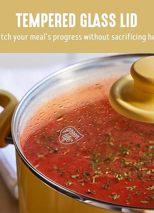 GreenLife 16 Piece Nonstick Cookware Set, Soft Grip Non-Toxic PFAS-Free Ceramic Pots & Pans, Dishwasher & Oven Safe, Frying, Sauce, Saute, Utensils, Glass Lids, Stay-Cool Handles, Wobble Free, Yellow