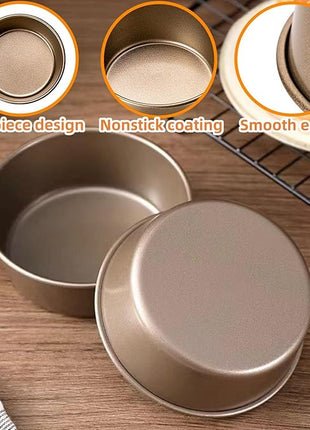 4 Inch Air Fryer Pan, Mini Pie Tart Tins, Jumbo Muffin Cupcake Mold 3PCS Non-Stick Hamburger Bun & Egg Baking Set, Individual Pazookie and Cake Pans for Air Fryers