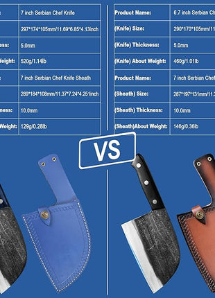 XYJ Antique Forged Butcher Knives, Serbian-Style Chef's Knife with Sheath, Heavy-Duty Meat Cleaver for Kitchen & Outdoor Use, Full Tang Construction