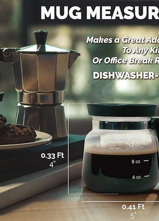 16 oz Coffee Pot Shaped Mug, Funny Drink Cup for Coffee Lovers. Cute Novelty Flat Bottom Carafe With Handle. Gifts For Co-workers, Friends, Birthdays - Unique Beverage Mugs for Men and Women