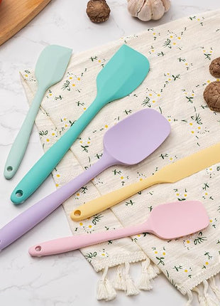 Silicone Spatula Set, 5 Piece Food Grade Rubber Spatulas for Baking, Cooking, and Mixing High Heat Resistant Non Stick Dishwasher Safe BPA-Free (Multicolor 3)