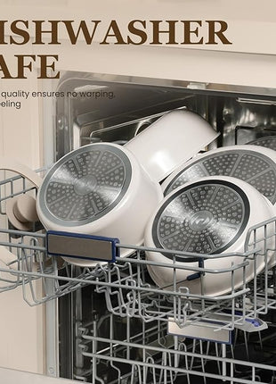 KIKCOIN Ceramic Cookware Set, 22 Pcs Nonstick Pots and Pans Set with Detachable Handles, Non Toxic Kitchen Cooking Set with Removable Handles, Induction/Dishwasher/Oven Safe, Ollas de Cocina