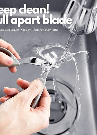 CANARY Japanese Kitchen Shears with Cutter 7.5" Offset Angled Blade, Made in JAPAN, Dishwasher Safe Come Apart Blade, All-Purpose Detachable Kitchen Scissors, Rust Proof Japanese Stainless Steel, Gray