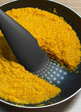 Silicone Spatula Spoon, Great for Both Cooking and Serving Durable BPA-Free Matte Black Silicone, Seamless Design, Safe for Nonstick Cooking Surfaces, 2-Pcs, Black