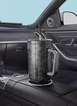 Meoky 40 oz Tumbler with Handle and Straw: Stainless Steel Insulated Tumbler with Lid and Straw - 100% Leak Proof Tumbler for Car Cup Holders - Travelers Commuters Workers, Midnight