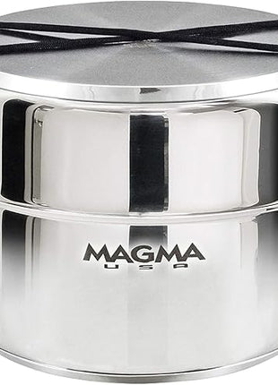 Magma 7 Piece Gourmet Nesting Stainless Steel Cookware Set with Ceramica Non-Stick, Induction Compatible, Oven Safe to 500°F - Suitable for All Stovetops, Removable Handles, Stainless Steel