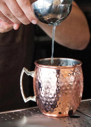 HIC Kitchen Bar Hammered Copper Moscow Mule Drinking Mug with Contrasting Handle, Copper-Plated 18/8 Stainless Steel, 16-Ounce