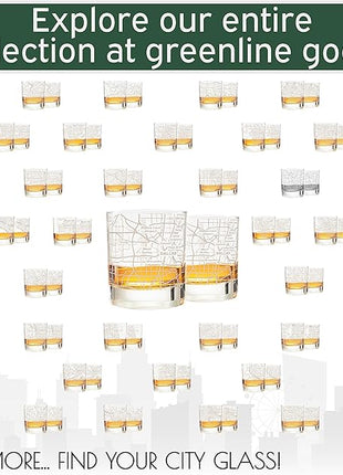 Greenline Goods Whiskey Glasses - 10 Oz Tumbler Set for Dallas lovers, Etched with Dallas Map Old Fashioned Rocks Glass - Set of 2