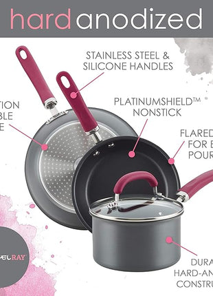 Rachael Ray Create Delicious Deep Hard Anodized Nonstick Frying Pan / Fry Pan / Hard Anodized Skillet - 10.25 Inch, Gray