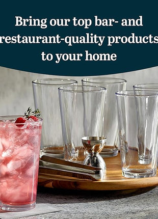 Libbey Bar Essentials Tumbler Glasses Set of 6, Modern Style 16 Oz Glass Set, Dishwasher Safe Tall Drinking Glasses Set for Wine, Beer, and Cocktail