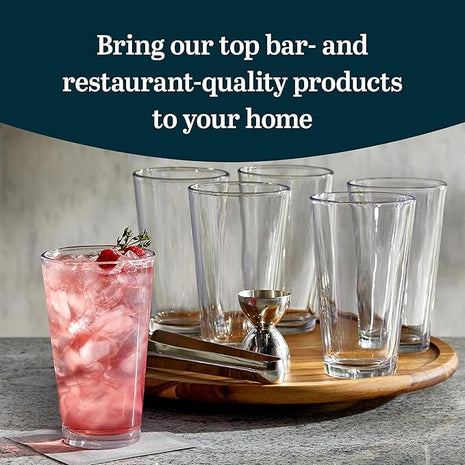 Libbey Bar Essentials Tumbler Glasses Set of 6, Modern Style 16 Oz Glass Set, Dishwasher Safe Tall Drinking Glasses Set for Wine, Beer, and Cocktail