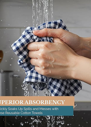 Casa Platino 6PC Kitchen Towels for Washing Dishes, 100% Cotton 18"x28" Kitchen Towels, Super Absorbent, Designed for Rustic Kitchens, Guest Cooking, or Tea-Time Setups – Blue