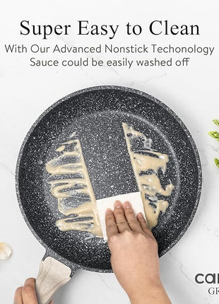 CAROTE Nonstick Frying Pan Skillet,Non Stick Granite Fry Pan Egg Pan Omelet Pans, Stone Cookware Chef's Pan, PFOA Free,Induction Compatible(Classic Granite, 8-Inch)