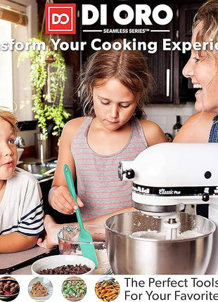 DI ORO Silicone Jar Spatulas for Scraping - Rubber Spatulas Silicone Heat Resistant - Kitchen Spatulas Nonstick Cookware Safe - Silicone Utensil Set for Blenders, Mixing, Baking, & Makeup (5pc, Mint)