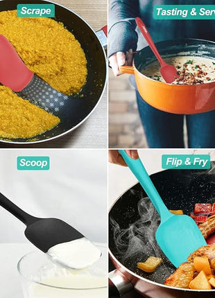 Silicone Spatula Set, Heat Resistant Rubber Spoon Spatula with Seamless One Piece Design, Non-Stick Spoonula, Flexible Scrapers Baking Mixing Tool,3 Pack, Multi-color