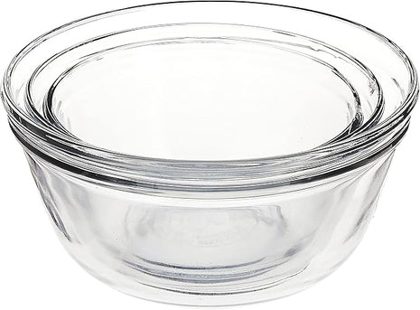Anchor Hocking Anchor 3-Piece Glass Mixing Bowl Set, Clear