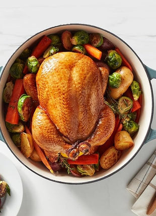 Amazon Basics Cast Iron Dutch Oven Pot with Lid, Enameled, Round, Dual Handles, Heavy-Duty, Large, 7.3-Quart, Gray