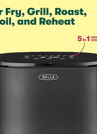 BELLA 2.9QT Touchscreen Air Fryer, No Pre-Heat Needed, No-Oil Frying, Fast Healthy Evenly Cooked Meal Every Time, Dishwasher Safe Non Stick Pan and Crisping Tray for Easy Clean Up, Matte Black