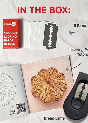 KneadAce Upgraded Magnetic Bread Lame, Professional Dough Scoring Tool with Extractable Blade, Sourdough Bread Tool for Baking, Includes Scoring Pattern Booklet & 5 Replaceable Razor Blades