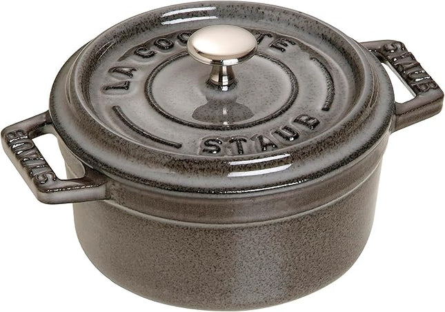 staub La Cocotte Round 40500-106 Mini Pico Cocotte Round Gray 40500-106 Small Two-Handed Cast Enameled Pot