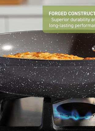 T-fal Revive Ceramic Cookware Sets, Pots and Pans Set Nonstick, (12 pieces), Ceramic Non stick Coated, Frying Pan, Oven Safe Up To 350°F, Grey Granite