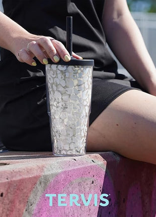 Tervis Kelly Ventura - Floral Collection Made in USA Double Walled Insulated Tumbler Travel Cup Keeps Drinks Cold & Hot, 24oz with Straw Lid, Posy