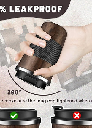 Insulated Coffee Tumblers with Flip Lid 12oz / 17oz, Stainless Steel Travel Coffee Mug Leak Proof, Vacuum Insulated Coffee Mug Reusable Cup, Keeps Cold and Hot for Coffee Tea