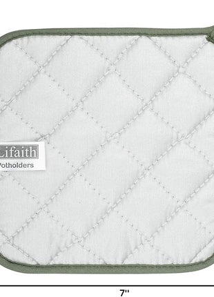 100% Cotton Kitchen Everyday Basic Terry Pot Holder Heat Resistant Coaster Potholder for Cooking and Baking Set of 5 Olive Green