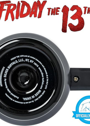 Silver Buffalo Friday The 13th Stainless Steel Tumbler with Handle Featuring Jason Voorhees’s Splatter Mask, Fits in Standard Cup Holder, 40 Ounces