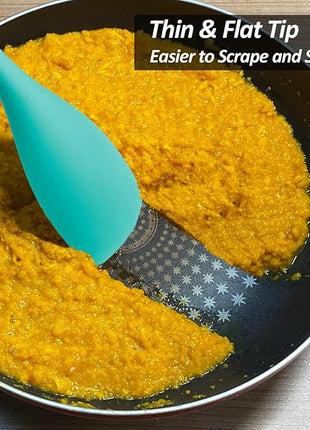 Upgrade Silicone Spatula Spoon Set,VOVOLY Heat Resistant Rubber Spoonula, Seamless Non-Stick Flexible Scrapers for Baking Mixing Tool,3 Pack, Teal