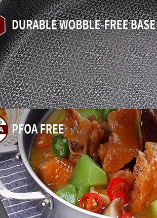 LOLYKITCH Tri-Ply Stainless Steel 10 Inch Non-Stick Sauté Pan with Lid,Induction Deep Cooking Pan, Dishwasher and Oven Safe