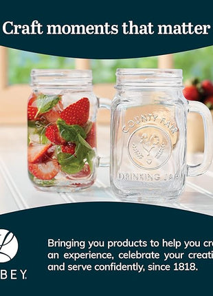Libbey County Fair Glass Drinking Jars, 16.5-ounce, Set of 12