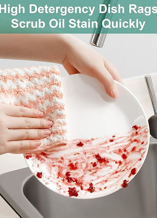 JOYMOOP Microfiber Cleaning Cloth, 5 PCS Kitchen Towels(10" x 10"), Absorbent Streak Free Lint Cleaning Cloths, Reusable and Washable Dish Rags with 12" and 10" Lazy Susan Organizer