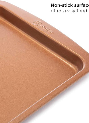 Ecolution Non-Stick Toaster Oven Bakeware Set, 4 Piece, Carbon Steel, Easy to Clean and Perfect for Single Servings, Copper