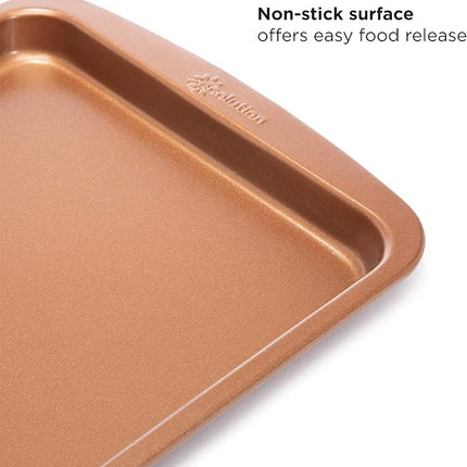 Ecolution Non-Stick Toaster Oven Bakeware Set, 4 Piece, Carbon Steel, Easy to Clean and Perfect for Single Servings, Copper