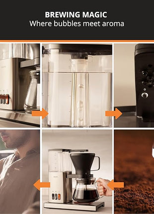 KRUPS Essential Brewer 8 Cup Drip Coffee Maker Machine, SCA-Certified, Blooming Technology, Barista-Quality, Pour Over Coffee Machine, Easy to Clean, Stainless Steel Design, Silver