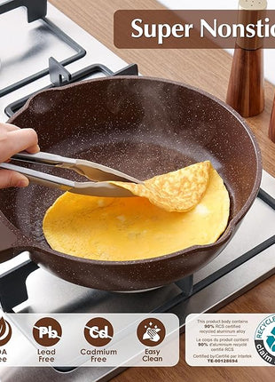 SENSARTE Nonstick Deep Frying Pan Skillet, 12-inch Saute Pan with Lid, Stay-Cool Handle, Healthy Cookware Cooking Pan with Cover, Induction Compatible (Toffee Brown)