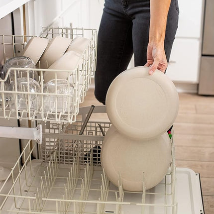 Grow Forward Premium Wheat Straw Plates and Bowls Sets - 8-Piece Wheat Straw Dinnerware Sets - Unbreakable & Reusable Microwave Safe Plastic Dinner Plates for Outdoors, RV, Camping Dishes - Sahara